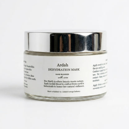 Ardah dehydration mask jar with silver lid on a white background