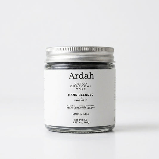 Ardah detox charcoal mask jar on a white background